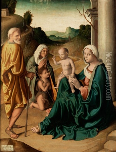 Heilige Familie Mit Johannesknabenund Heiliger Anna Oil Painting - Marco Palmezzano
