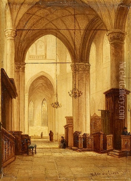 Kircheninterieur Oil Painting - Jan Baptiste Tetar van Elven