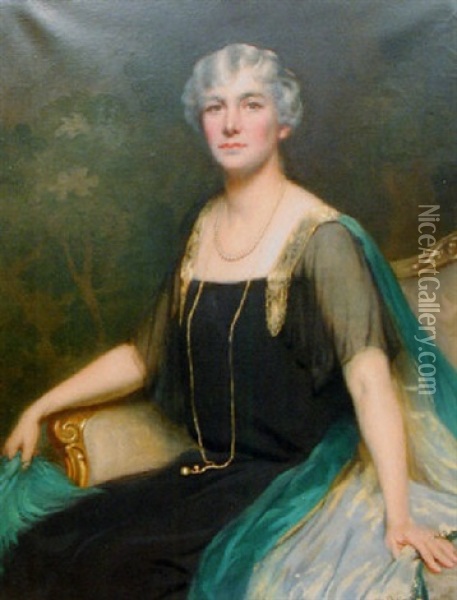 Portrait Of Lady Hewart, Wife Of The Right Honorable Viscount Gordon Hewart Of Bury Oil Painting - John Saint-Helier Lander