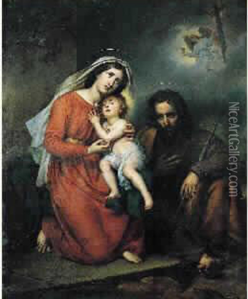 La Sainte Famille Oil Painting - Paulin Jean Baptiste Guerin