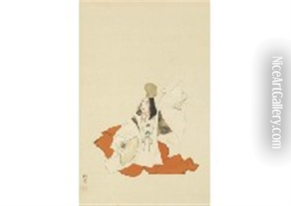 Ancient Dance Princess Oil Painting - Shoen Uemura