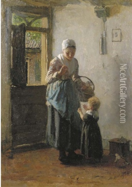 Mothers Return Oil Painting - Albert Johan (Jan) Neuhuys
