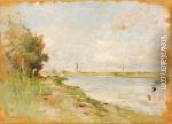 Path By The Riverside Oil Painting - Albert Lebourg