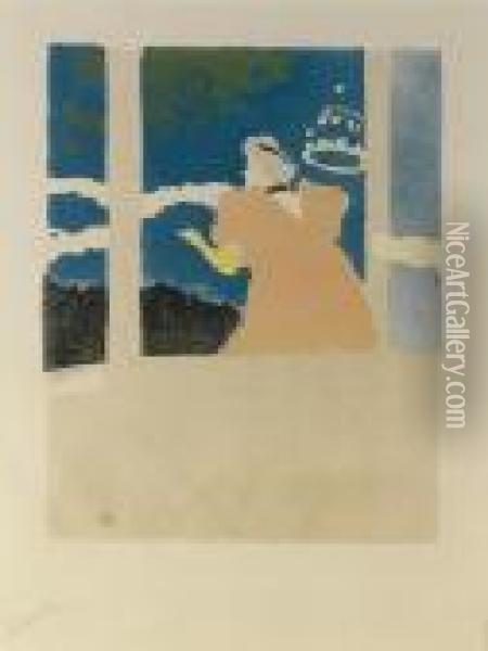 Aux Ambassadeurs - Chanteuse Au Cafe-concert (d. 68; Adr. 70; W. 58) Oil Painting - Henri De Toulouse-Lautrec