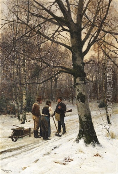 Wald Im Winter Oil Painting - Friedrich Kallmorgen