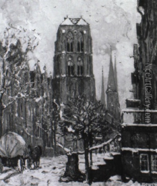 Altstadtidylle In Danzig Im Winter Oil Painting - Ernst Kolbe