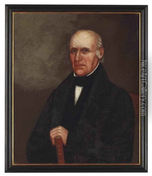 Portrait Of Deacon Elisha Holbrook (+ Portrait Of His Wife Sarah Thayer Holbrook; 2 Works) Oil Painting - Ammi Phillips