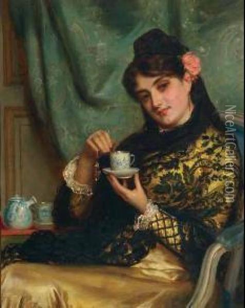 The Cup Of Tea Oil Painting - John Bagnold Burgess
