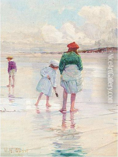 On The Beach Oil Painting - Walter Bonner Gash