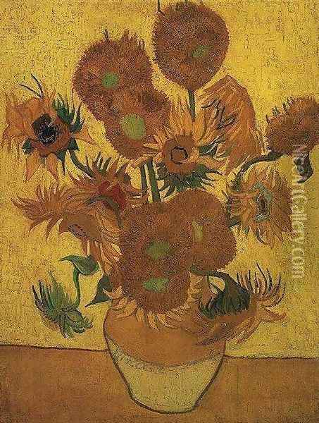 Vase With Fifteen Sunflowers II Oil Painting - Vincent Van Gogh