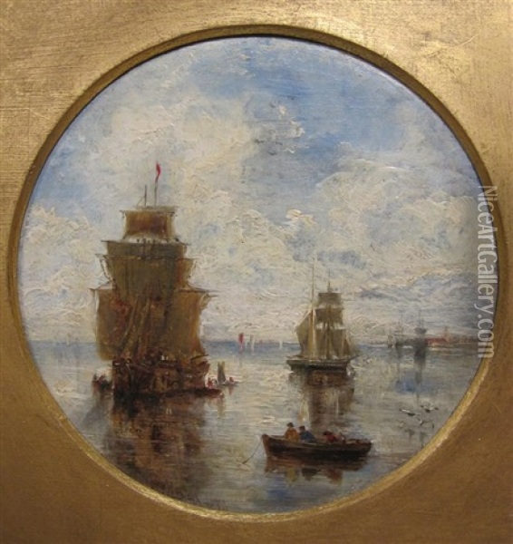 Shipping In A Calm On An Estuary Oil Painting - William Joseph J. C. Bond