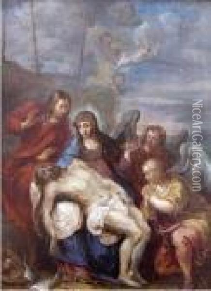 La Deploration Sur Le Christ Mort. Oil Painting - David The Younger Teniers