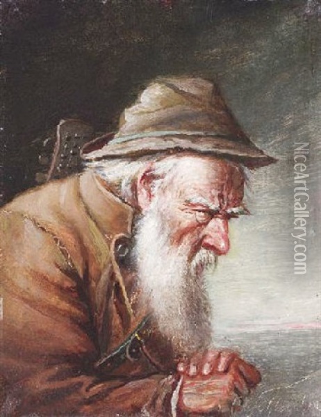 Portratstudie Eines Alten Mannes Mit Rauschbart Und Hut Oil Painting - Carl Schleicher
