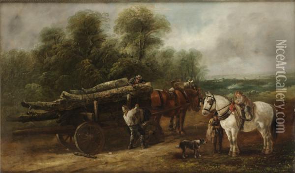 The Lumber Wagon Oil Painting - John Barker