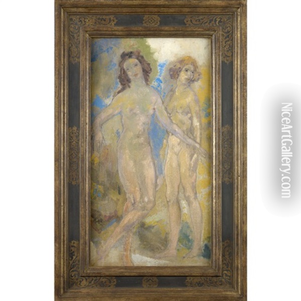 Female Figure Studies Oil Painting - Arthur B. Davies