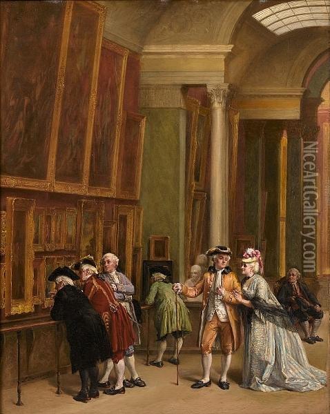 A Visit To The Museum Oil Painting - Leon Danseart