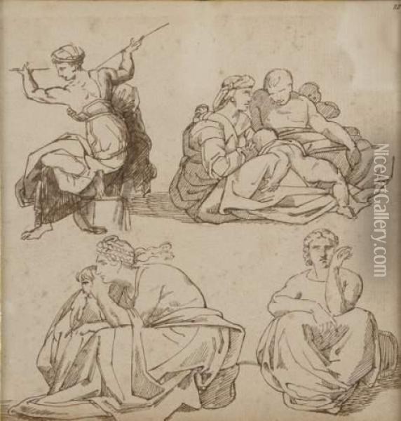 Etude De Figures Oil Painting - Michelangelo