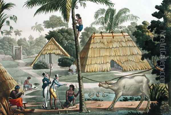 Naturalists question natives near Kupang, Timor, plate 7 from 'Le Costume Ancien et Moderne' Oil Painting - Felice Campi