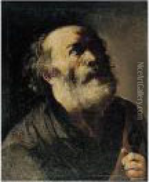 A Study Of Saint Peter, Head And Shoulders Oil Painting - Francesco Fracanzano