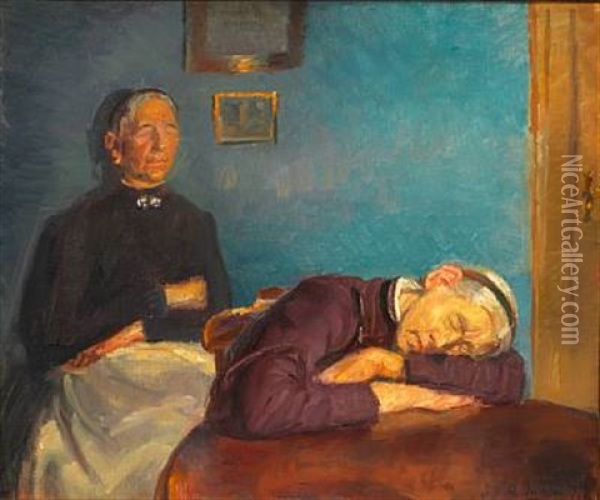 Efter Dagens Moje Oil Painting - Anna Kirstine Ancher