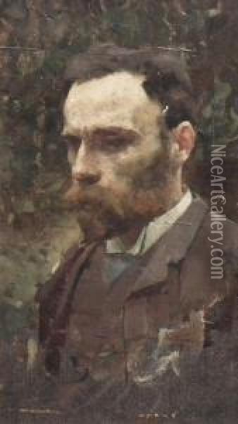 Shoulder Length Self Portrait Oil Painting - John William Waterhouse