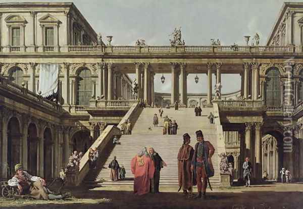 Castle Courtyard, 1762 Oil Painting - Bernardo Bellotto