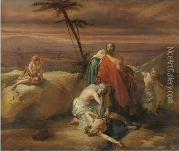 Scena Biblica, Il Serpente Di Bronzo Oil Painting - Andrea Il Giovane Appiani