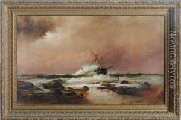 Trouble At Sea Oil Painting - Alexander Charles Stuart