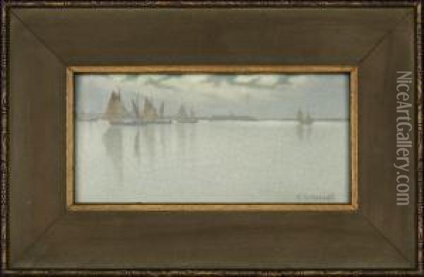 Venetian Boats At Anchor Oil Painting - Carl Schmidt