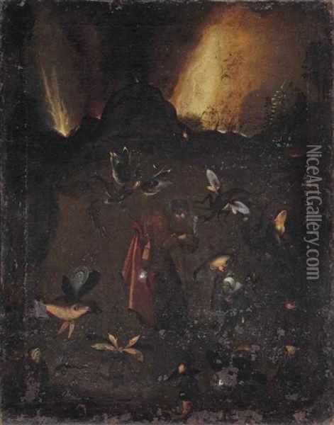 The Temptation Of St Anthony Oil Painting - Hieronymus Bosch