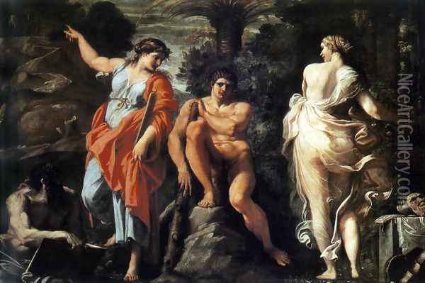 The Choice of Heracles c. 1596 Oil Painting - Annibale Carracci