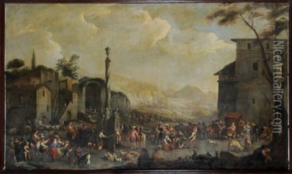 Scena Di Mercato Oil Painting - Peeter van Bredael
