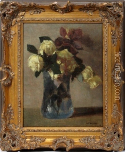 Floral Still Life Oil Painting - Frederick James Boston