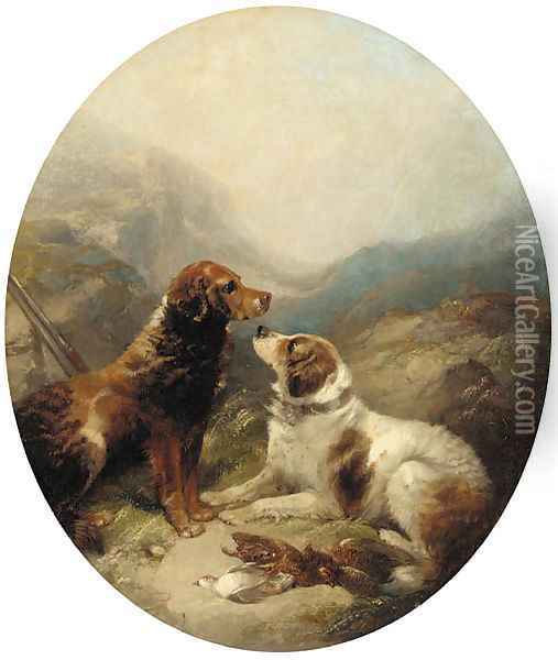 Two setters with the day's bag Oil Painting - George Armfield