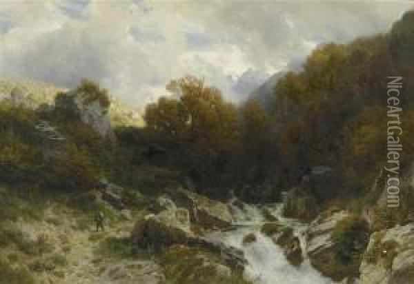 Late Autumn In St.gallen Alps Oil Painting - Johann Gottfried Steffan