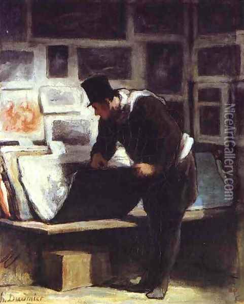 The Collector of Engravings Oil Painting - Honore Daumier