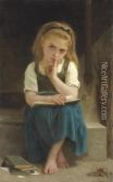 La Lecon Difficile Oil Painting - William-Adolphe Bouguereau
