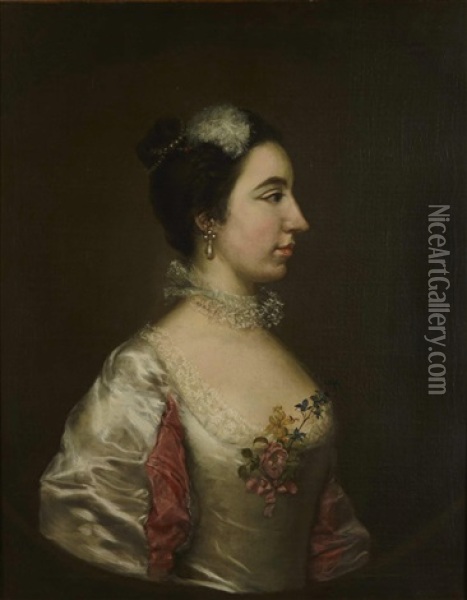 A Portrait Of A Lady, Thought To Be Teresa Lanti Oil Painting - Gainsborough Dupont