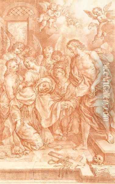 Saint Margaret of Cortona experiencing a vision of Christ Oil Painting - Pietro Marchesini