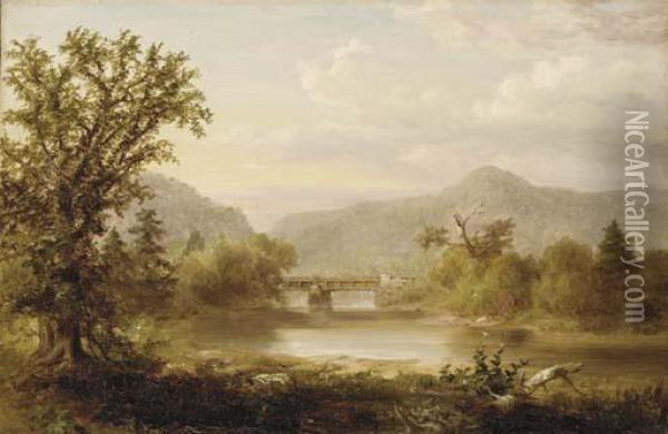 A View Of A Valley Oil Painting - William Russell Smith