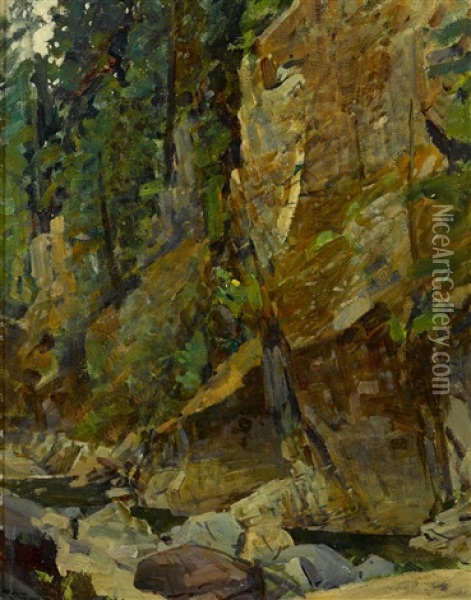 In The Canyon Oil Painting - Frank Tenney Johnson