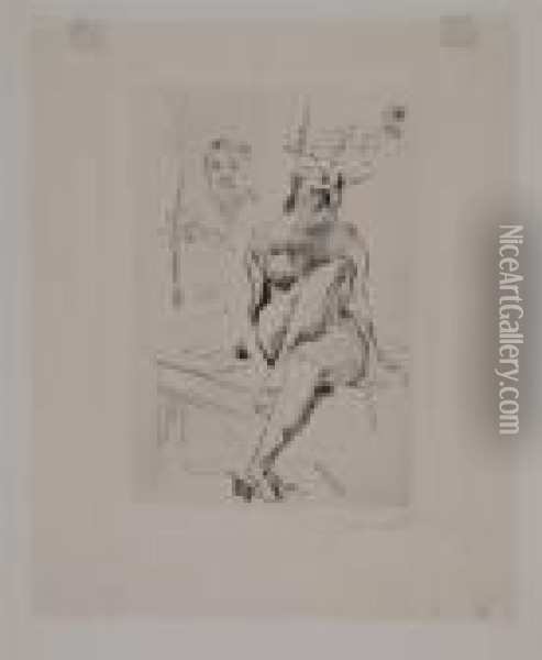 Two Female Nudes (schwarz 61 And 115 Ii) Oil Painting - Lovis (Franz Heinrich Louis) Corinth