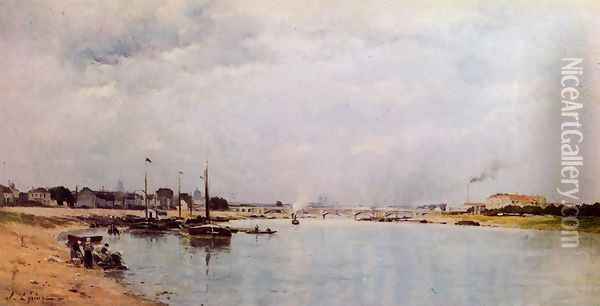 The Seine at Ivry Oil Painting - Stanislas Lepine
