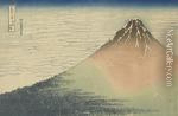 Gaifu Kaisei [south Wind, Clear Weather], 'red Fuji,' From The Series Fugaku Sanjurokkei Oil Painting - Katsushika Hokusai
