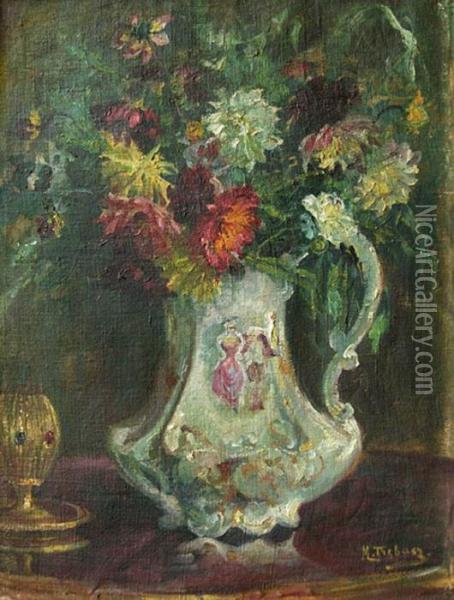 Kwiaty W Wazonie Oil Painting - Maurycy Trebacz