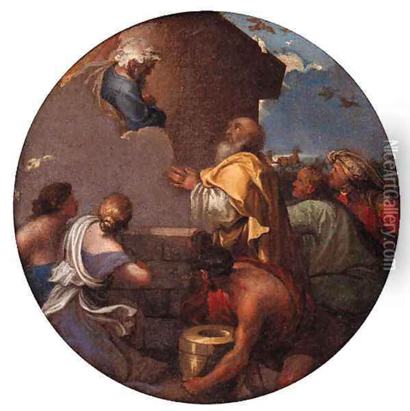 God the Father appearing to Noah Oil Painting - Giovanni Benedetto Castiglione