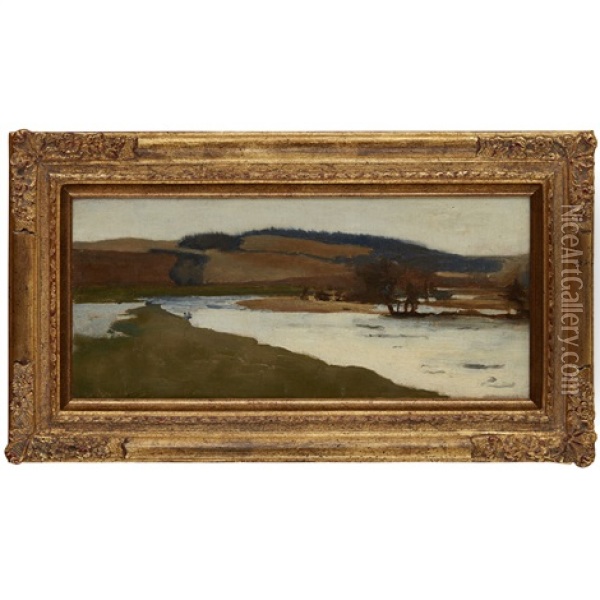 River Landscape, Moniaive Oil Painting - James Paterson