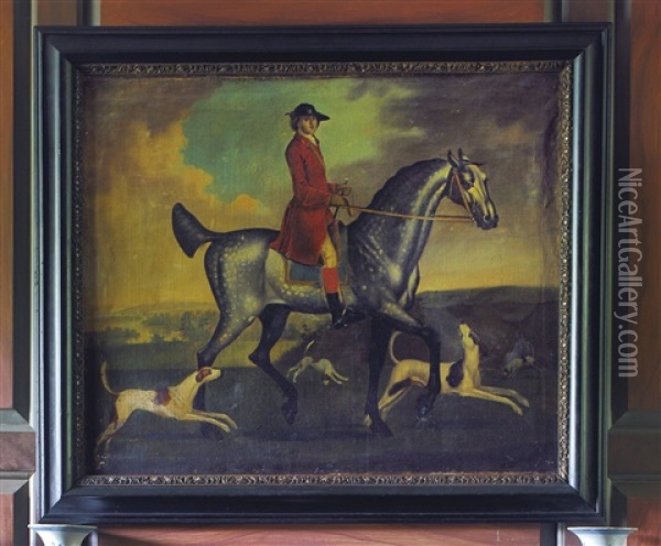 Horse And Rider With Three Hunting Dogs Oil Painting - Thomas Spencer