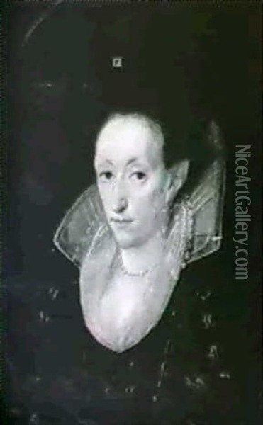 Portrait Of A Lady Said To Be Elizabeth Verney Oil Painting - Robert Peake the Younger