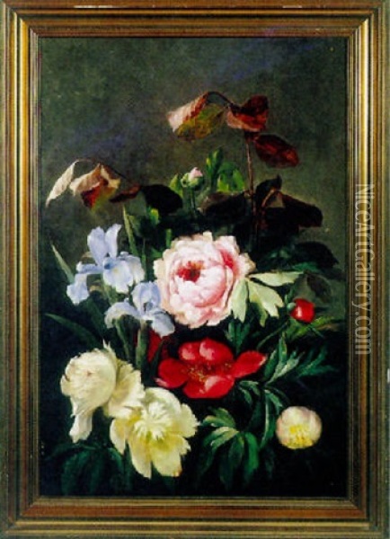Brogede Blomster Oil Painting - Ida Marie Margrethe Heerfordt